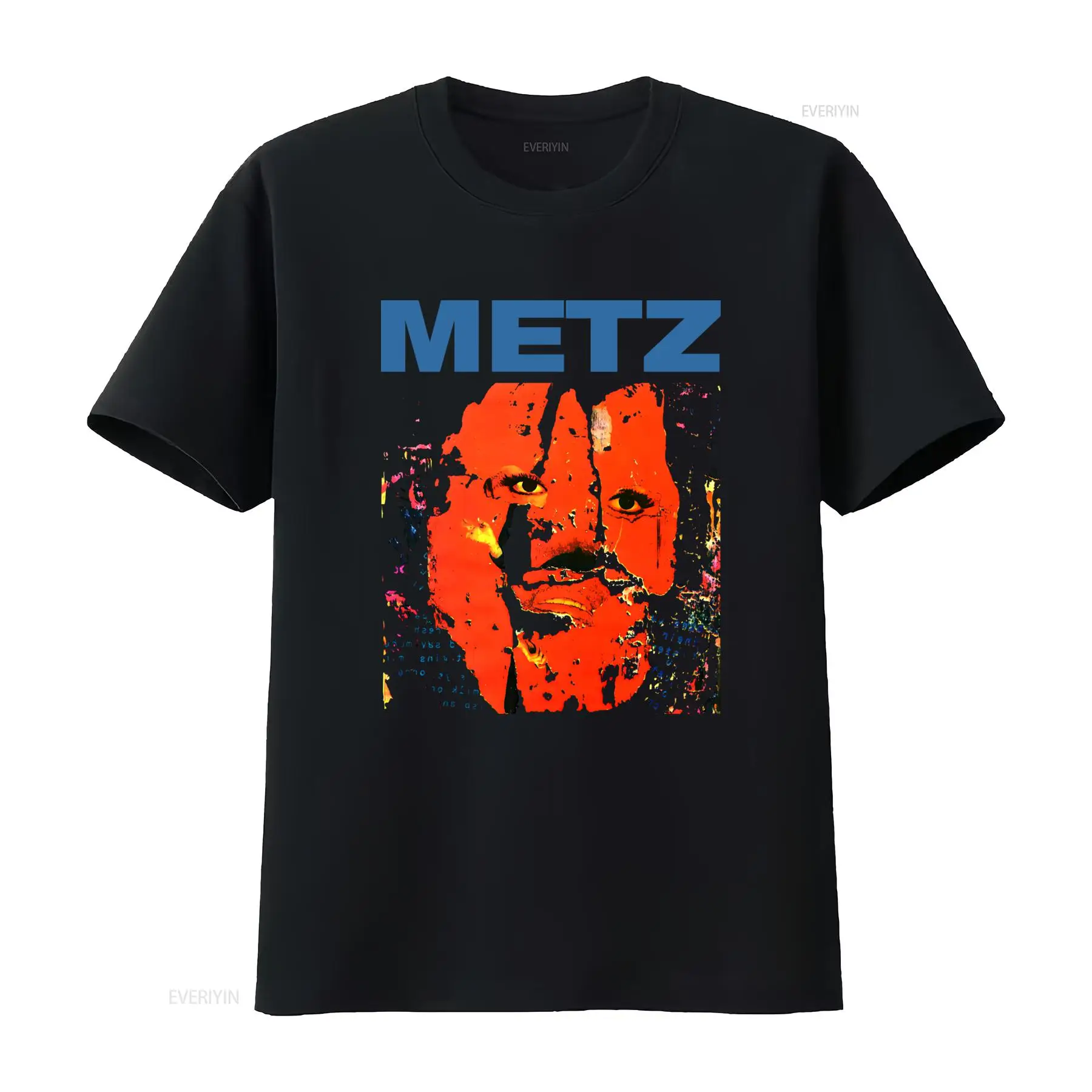 Face Wash Mens - METZ 티셔츠, 대담한 레드 페이스 프린트와
