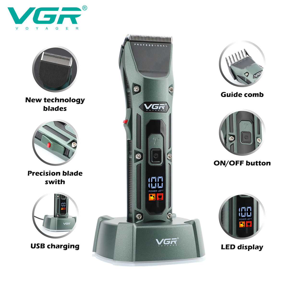 VGR V-696 새로운 금속 인기 살롱 이발사 헤어  - Electric Shaver Rotary 리뷰 및 가격